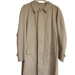 Vintage 90s Maus & Hoffman Luxury Khaki Rain Coat Mens 42 Plaid Lining ENGLAND